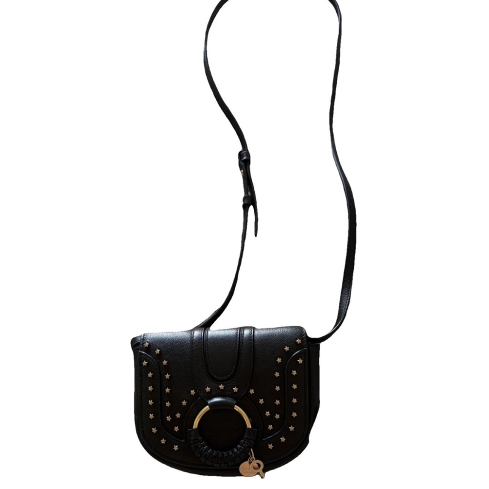 See by chloe mini black leather crossbody bag with studs